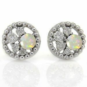 10 month birthstone opal 10K one bead Mill strike . earrings 