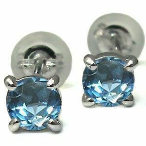  men's blue topaz earrings platinum simple earrings pt900 Christmas Point ..