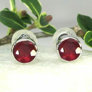  ruby one bead earrings simple platinum men's earrings Christmas Point ..