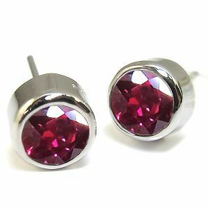  ruby earrings one bead ruby 7 month birthstone platinum earrings Christmas Point ..