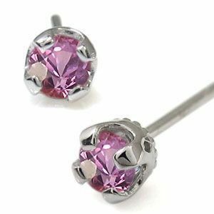  platinum pink sapphire men's earrings simple one bead men's earrings Christmas Point ..