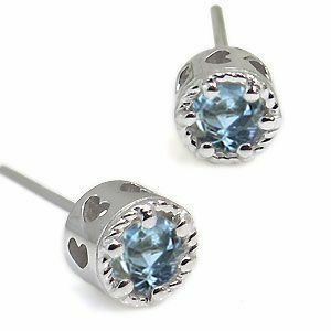  platinum men's earrings Heart one bead aquamarine sun ta Mali a men's earrings Christmas Point ..