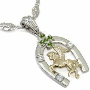  Pegasus combination men's necklace peridot horseshoe necklace Christmas Point ..