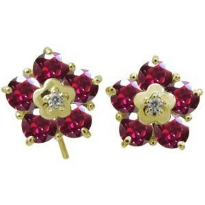  ruby earrings flower flower earrings catch un- necessary hook earrings 10 gold 
