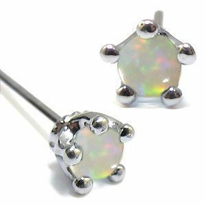  opal earrings ..k10 Gold one bead earrings 