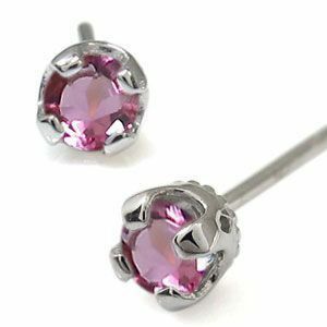  platinum pink tourmaline men's earrings simple one bead men's earrings Christmas Point ..