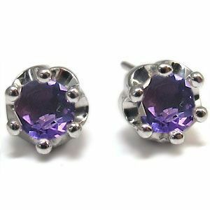  amethyst men's earrings one bead platinum .. Christmas Point ..