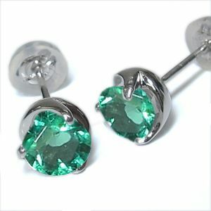  earrings emerald simple one bead K10 emerald earrings 