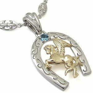  blue topaz necklace horseshoe one bead horse pendant 