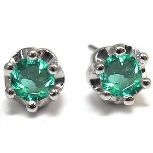  emerald earrings one bead platinum .. Christmas Point ..