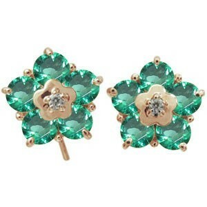  flower earrings emerald K18 earrings coming off difficult earrings 