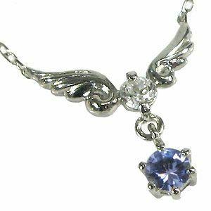  tanzanite necklace K18 Gold one bead feather pendant 
