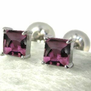 platinum men's earrings pink tourmaline simple one bead earrings Christmas Point ..