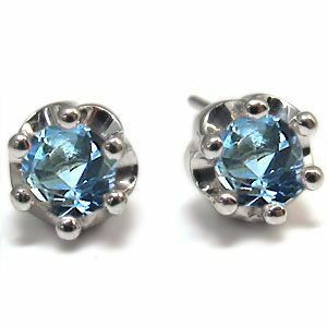  aquamarine men's earrings one bead platinum .. Christmas Point ..