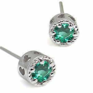  earrings emerald one bead K18 Heart earrings 