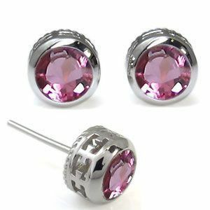  platinum men's earrings Cross men's earrings large grain pink tourmaline Christmas Point ..