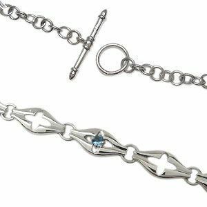  platinum * bracele * men's * breath * blue topaz *11 month birthstone 