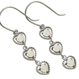  Heart earrings opal trilogy hook earrings platinum earrings Christmas Point ..