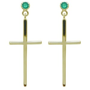  emerald earrings Cross earrings 10 character . earrings lady's K18