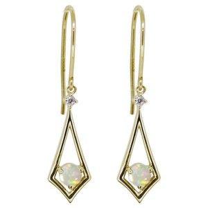  earrings lady's simple opal hook earrings 10 gold square 
