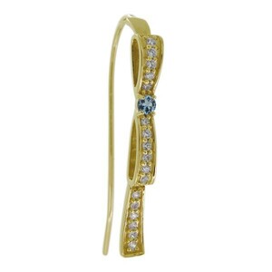  ribbon earrings lady's 10 gold aquamarine sun ta Mali a3 month birthstone Ribon one-side ear hook earrings 