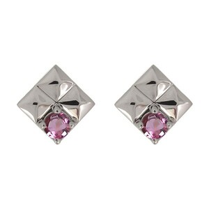  studs earrings natural stone pink tourmaline platinum men's stud earrings 