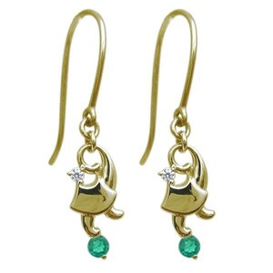  cat earrings cat earrings emerald hook earrings 18 gold 