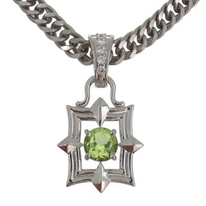  necklace silver men's peridot pendant flat chain 
