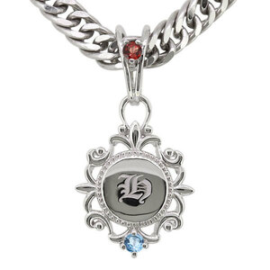  necklace silver men's initial flat pendant 1 month birthstone garnet 