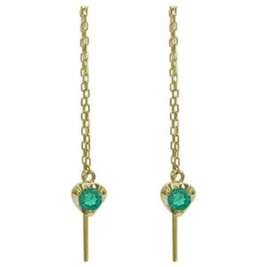  emerald Heart earrings swaying long earrings fringe earrings K10