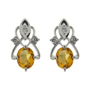  platinum earrings citrine oval ala Beth k Christmas Point ..