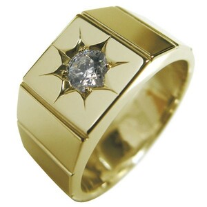印台 リング 指輪 ダイヤモンド 18金 メンズリング