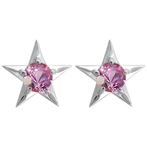  platinum Star earrings star pink sapphire earrings men's Christmas Point ..