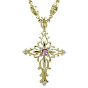  men's necklace Cross 100 .. . chapter popular pink tourmaline 10 gold 