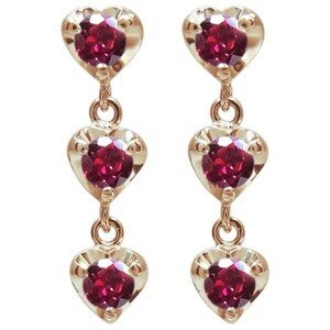  ruby earrings Heart earrings trilogy earrings 18 gold 