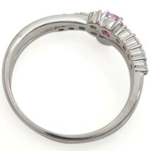 エンゲージ ピンクサファイアリング 結婚10周年 V字 婚約指輪 安い K18_画像4