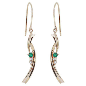  earrings swaying lady's birthstone 5 month emerald 10k hook earrings long both ear for 