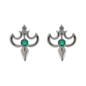 lady's earrings platinum emerald 5 month birthstone stud earrings stylish Christmas Point ..
