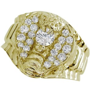 スネーク リング コブラ メンズ ダイヤモンドリング 10金 蛇 指輪