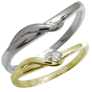 マリッジリング ペアリング 安い 結婚指輪 天然石 6月 ロイヤルブルームーンストーン 10金