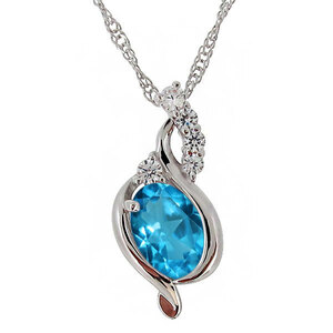 Женское ожерелье синего цвета Большой зерно большой платиновый кулон