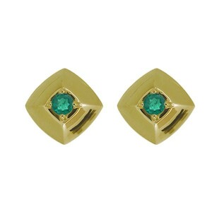 K18 earrings lady's simple emerald 5 month birthstone casual 