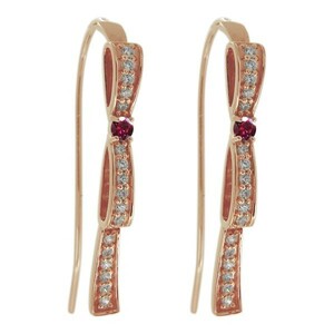  earrings lady's ruby 7 month birthstone 18 gold Ribon lady's ribbon motif 