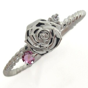  pink tourmaline ring rose motif ring silver accessory 
