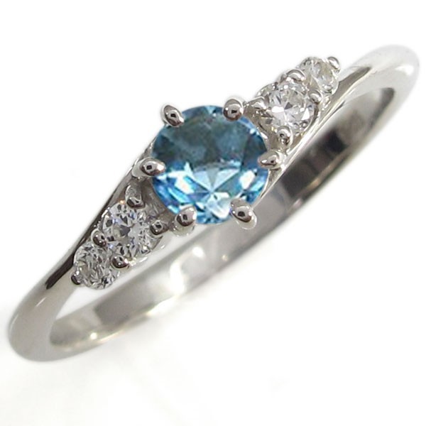 プラチナ シンプル ブルートパーズエンゲージリング 上品 婚約指輪 安い 一粒 クリスマス ポイント消化