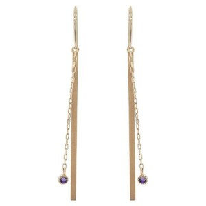 Amethyst Pierce Ladies Long Chain American Hook 18 Gold