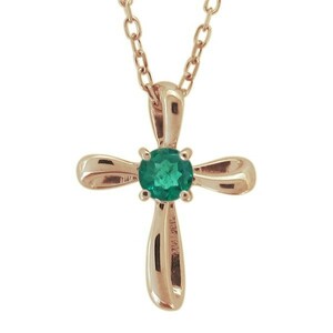 18 gold Cross men's emerald necklace pendant 