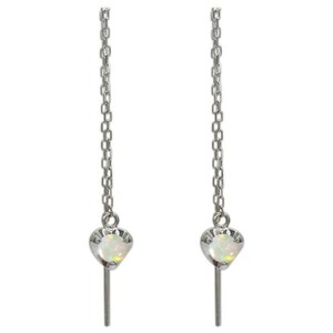  platinum opal Heart earrings one bead swaying long earrings Christmas Point ..