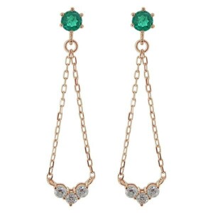  emerald lady's long chain earrings 10 gold trilogy earrings 