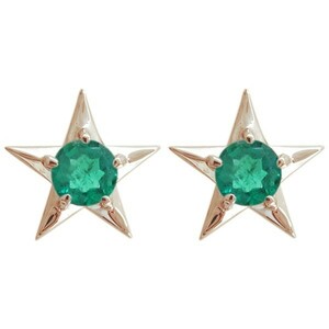  Star earrings emerald star earrings K10 stud earrings 